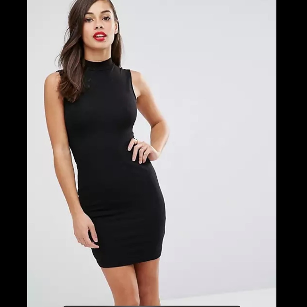 Molly Green Black High Neck Bodycon Slip Dress